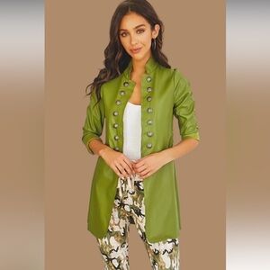 Kailier Olive Green‎ Military Style Double Breasted Jacket Medium